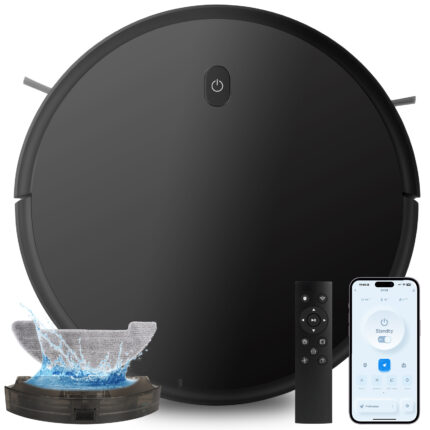 Livvi Robot Vacuum and Mop Combo - 5000pa 2 in 1 Robot Vacuum with WiFi/App/Voice, 120 min Runtime, Super Thin, Quiet, Self-Charging, for Hard Floors (G100)